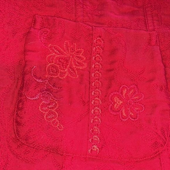 Coldwater Creek Red Embroidered Button-Front Jacket Womens Size 20 Cotton/Polyes - Picture 7 of 14